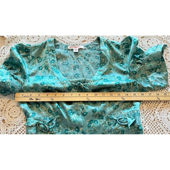 Vintage Betsey Johnson Blue Daisy Floral Dress 100% Silk Dress Size 4 - Picture 12 of 14